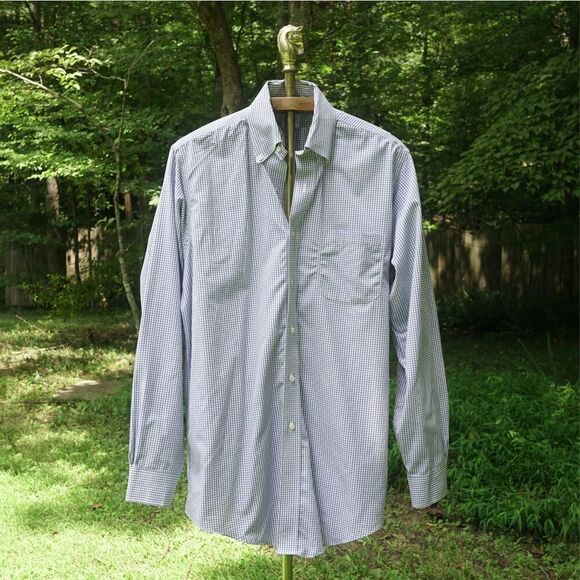 Brooks Brothers Blue Purple Checked Button Up Shirt - Picture 1 of 5
